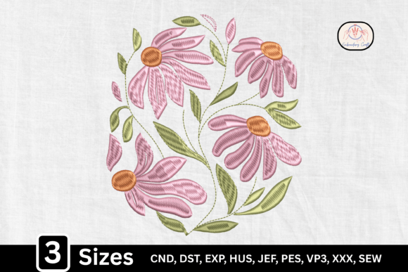 Boho Pink Daisy Embroidery Design