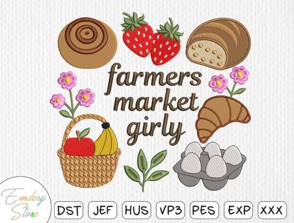 Farmers Market Girly Embroidery Design