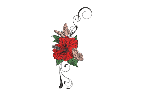 Hibiscus Butterflies Embroidery