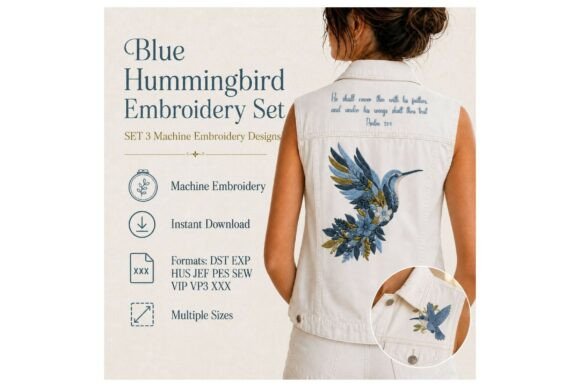 Hummingbird Floral Psalm Verse Set Faith