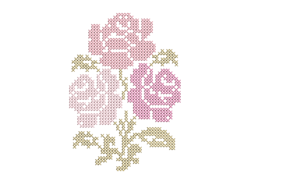 Rose Cross-Stitch Embroidery Design